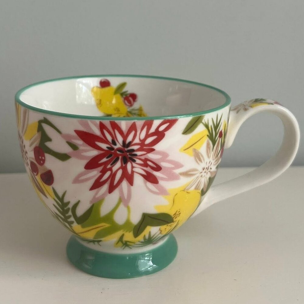 Grace Teaware Footed Mug Multicolor Wildflower 12 oz